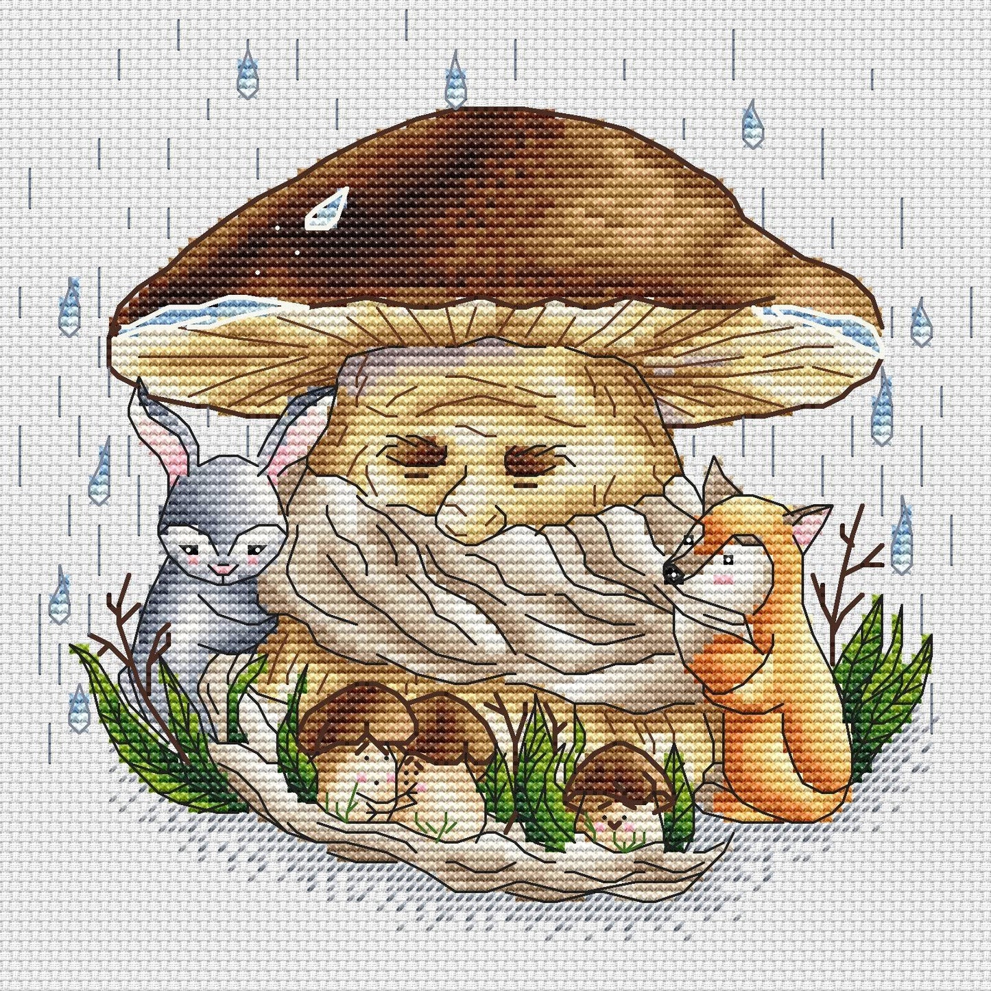 Mushroom Rain - PDF Cross Stitch Pattern