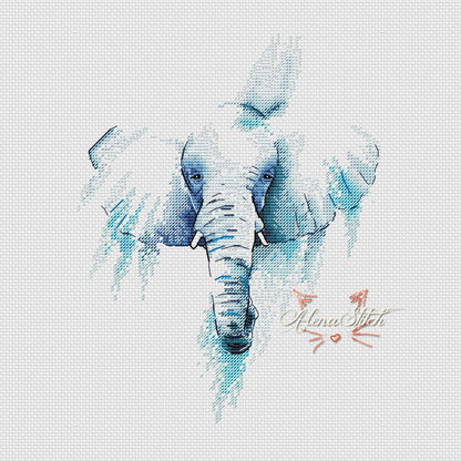 Blue elephant - PDF Cross Stitch Pattern