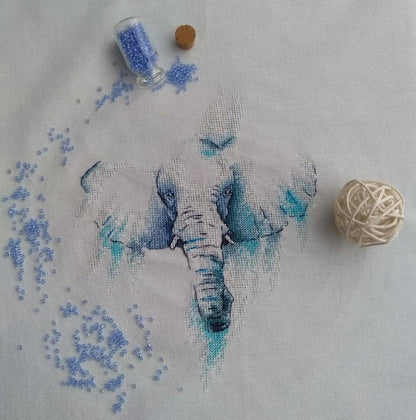 Blue elephant - PDF Cross Stitch Pattern
