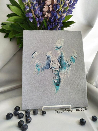 Blue elephant - PDF Cross Stitch Pattern