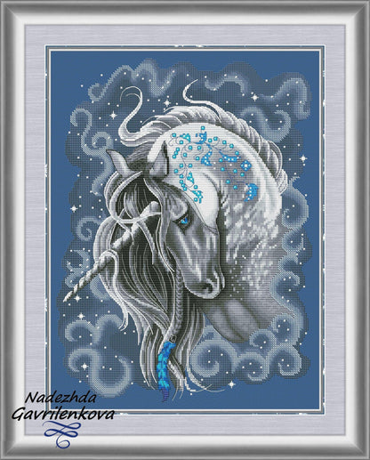 Frosty Unicorn - PDF Counted Cross Stitch Pattern